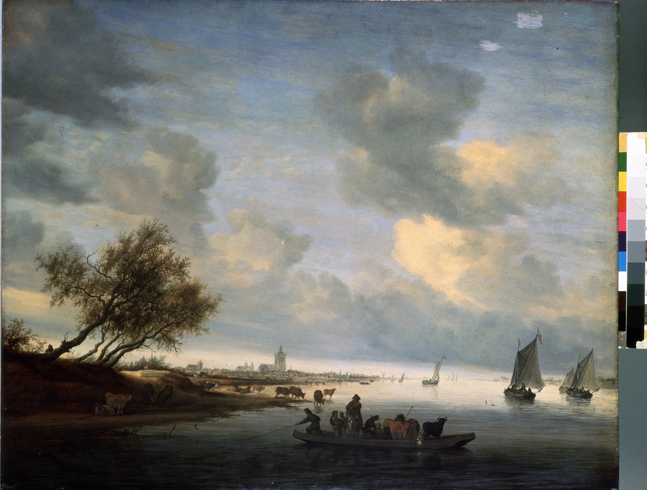 فيري أ أرنهيم (فيري أت أرنهيم) (باي بيس). لوحة سالومون جاكوبس (جاكوب) فان رويسديل (رويسدايل) (1600 أو 1603-1670). Huile sur bois ، 89 × 116 سم بواسطة Salomon van Ruisdael أو Ruysdael