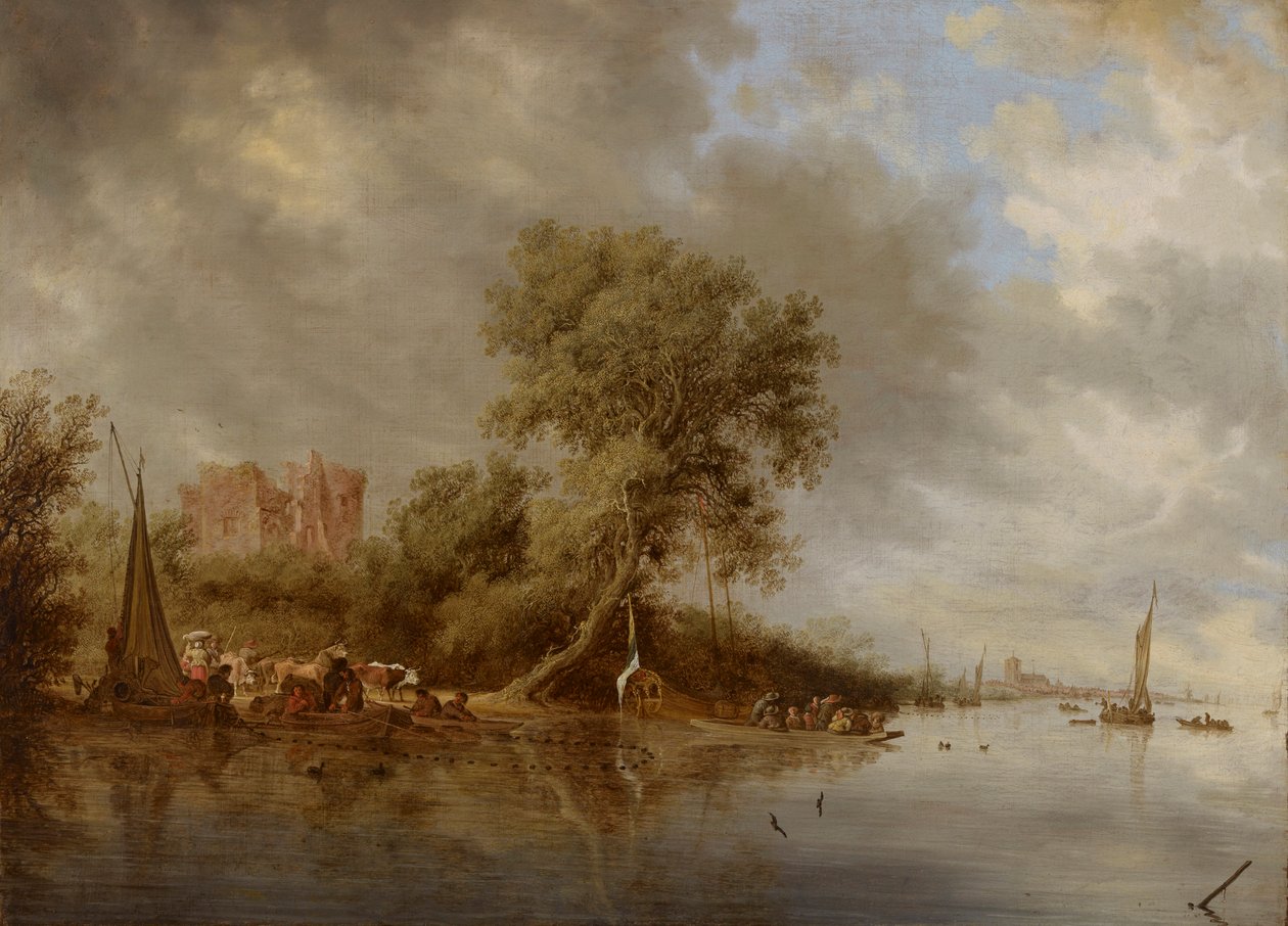 المناظر الطبيعية النهرية مع أطلال قلعة إيغموند ، 1641. بواسطة Salomon van Ruisdael أو Ruysdael