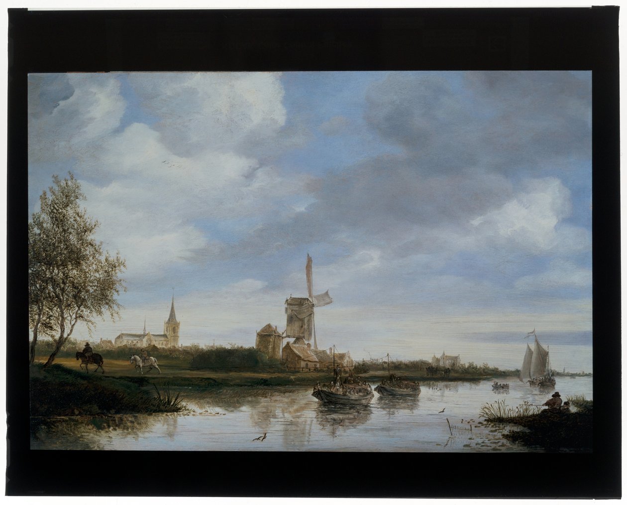 منظر النهر مع طاحونة الهواء بواسطة Salomon van Ruisdael أو Ruysdael