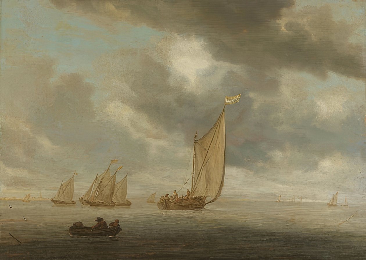 تبحر السفن على المياه الداخلية بواسطة Salomon van Ruisdael أو Ruysdael