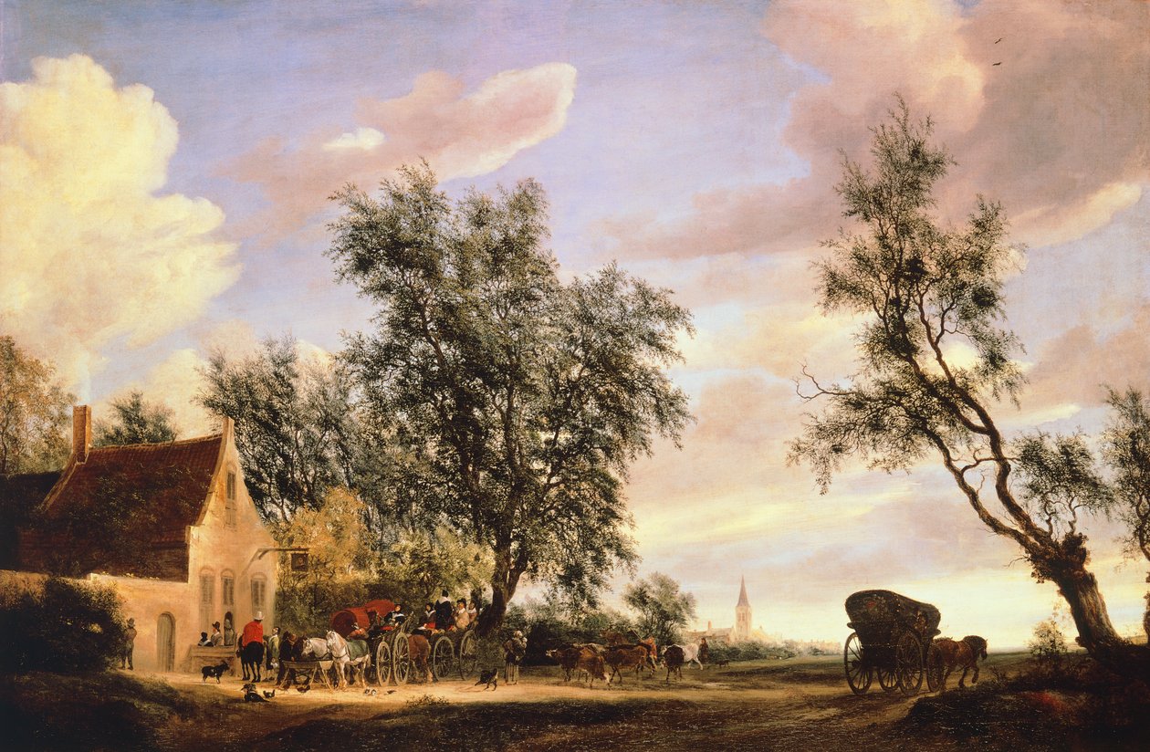 White Swan Inn ، من تصميم Salomon van Ruysdael (حوالي 1602-1670) بواسطة Salomon van Ruisdael أو Ruysdael