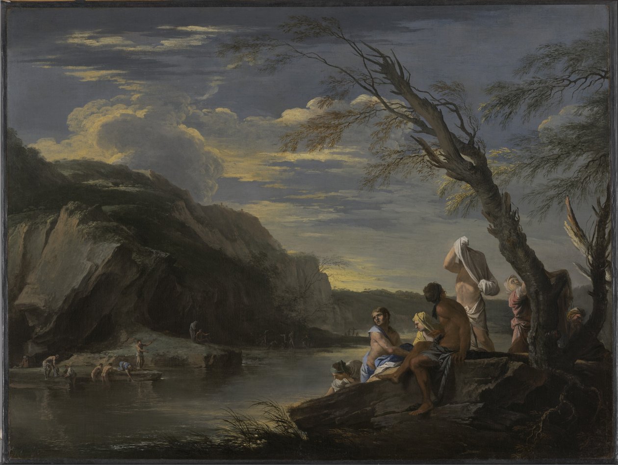 منظر طبيعي مع حمامات ، ج .1660 بواسطة سلفاتور روزا