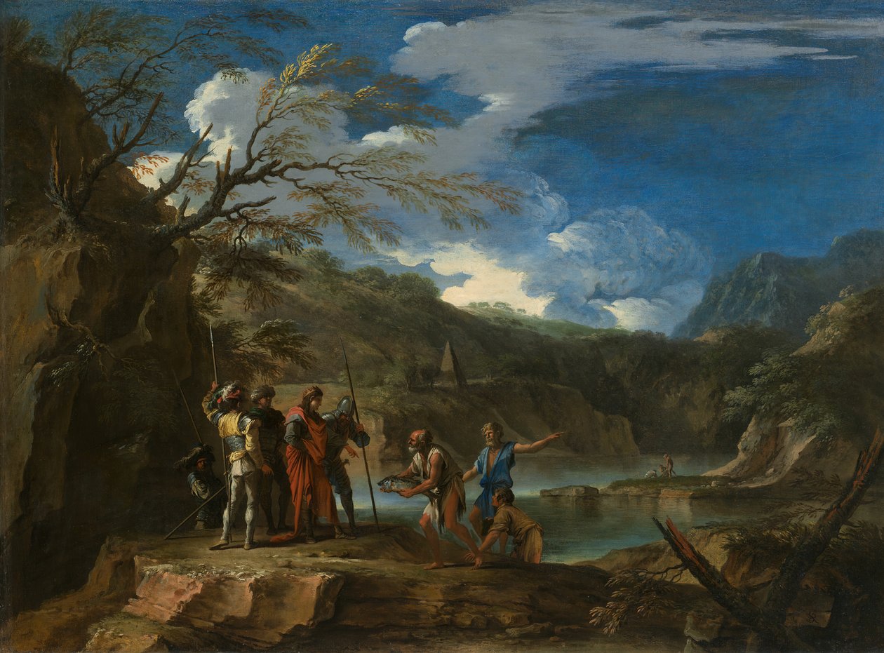 بوليكراتس والصياد ، ج. 1664. بواسطة سلفاتور روزا