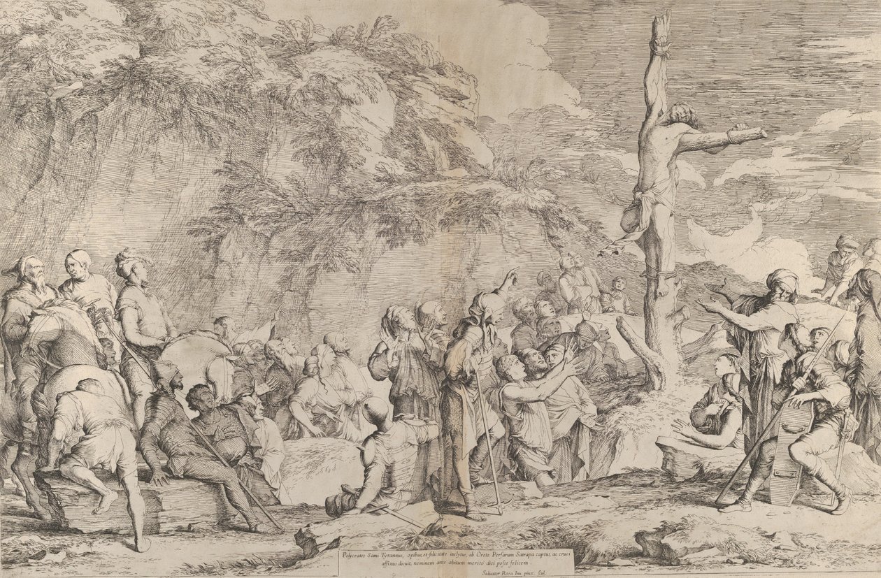 صلب Polycrates الطاغية بعد أسره من قبل الفرس ، كاليفورنيا. 1662. بواسطة سلفاتور روزا