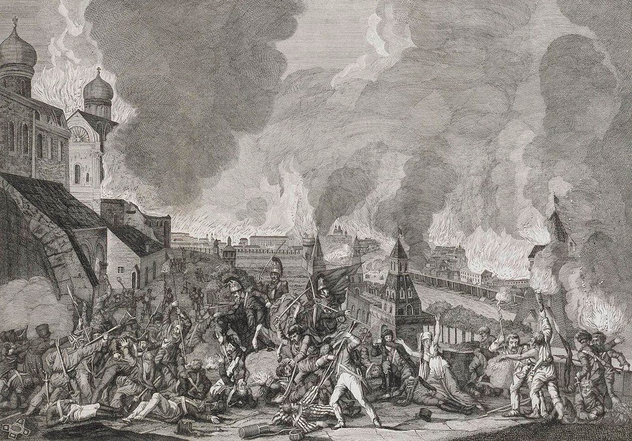حريق موسكو في 15 سبتمبر 1812 الفرنسيون في موسكو ، 1812-1823. بواسطة سالفاتور كارديلي