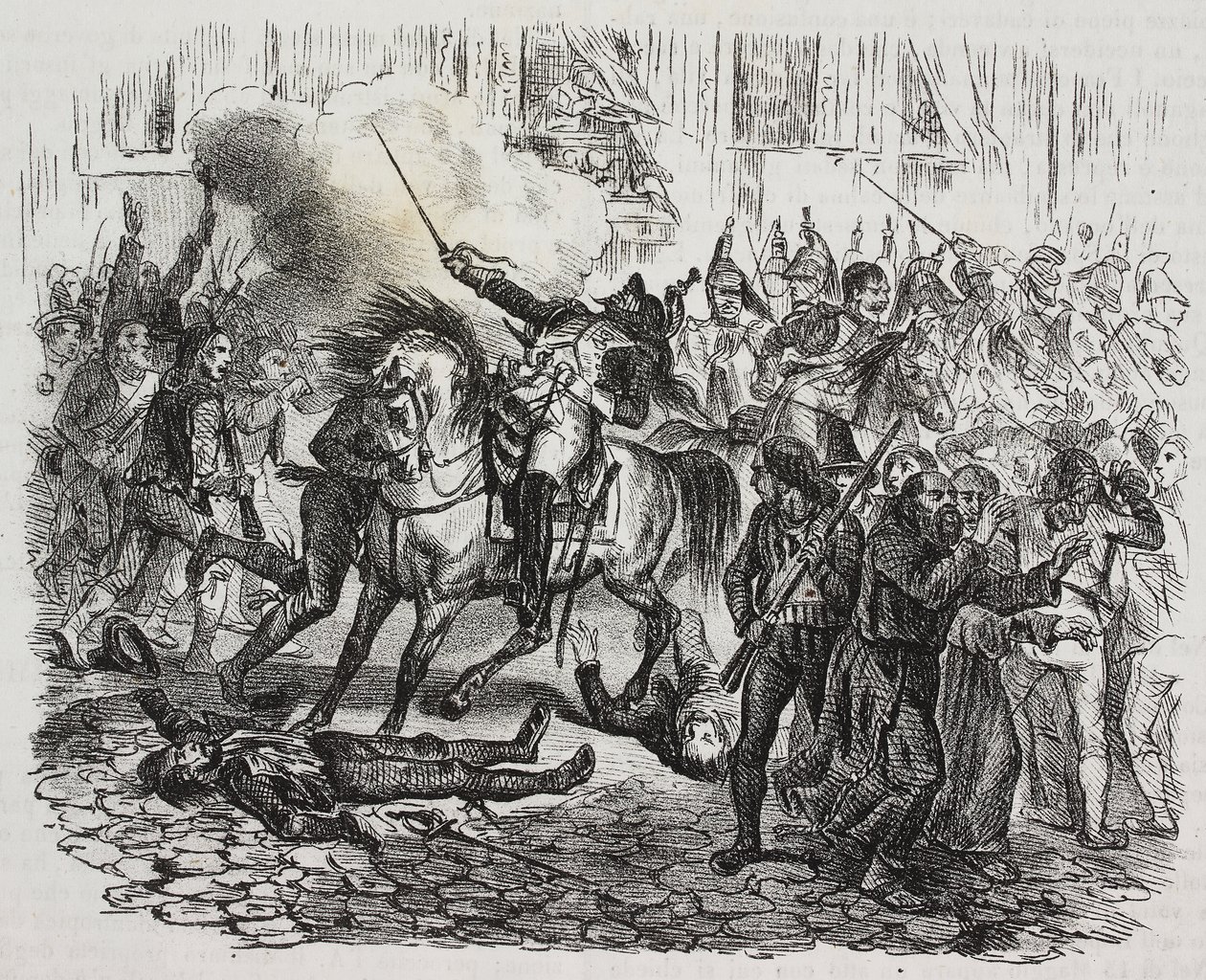 تمرد مدريد ، الطباعة الحجرية لسلفاتوري بوليا من تاريخ نابليون بواسطة سيزار مالبيكا (1804-1848) من بوليوراما بيتوريسكو ، رقم 47 ، 1 يوليو بواسطة سلفاتور بوليا