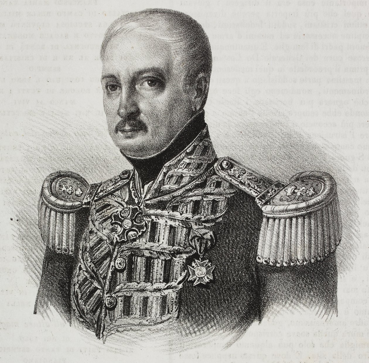 صورة للمارشال فرانشيسكو ماريا تانتشي (1773-1843) ، مطبوعة حجرية لسلفاتوري بوليا من بوليوراما بيتوريسكو ، رقم 46 ، 24 يونيو بواسطة سلفاتور بوليا