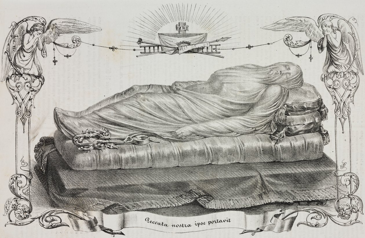 حجاب المسيح بواسطة جوزيبي سانمارتينو (حوالي 1720-1793) ، كابيلا سانسيفيرو ، نابولي ، كامبانيا ، إيطاليا ، طباعة حجرية لسلفاتور بوليا من بوليوراما بيتوريسكو ، رقم 33 ، 26 مارس بواسطة سلفاتور بوليا