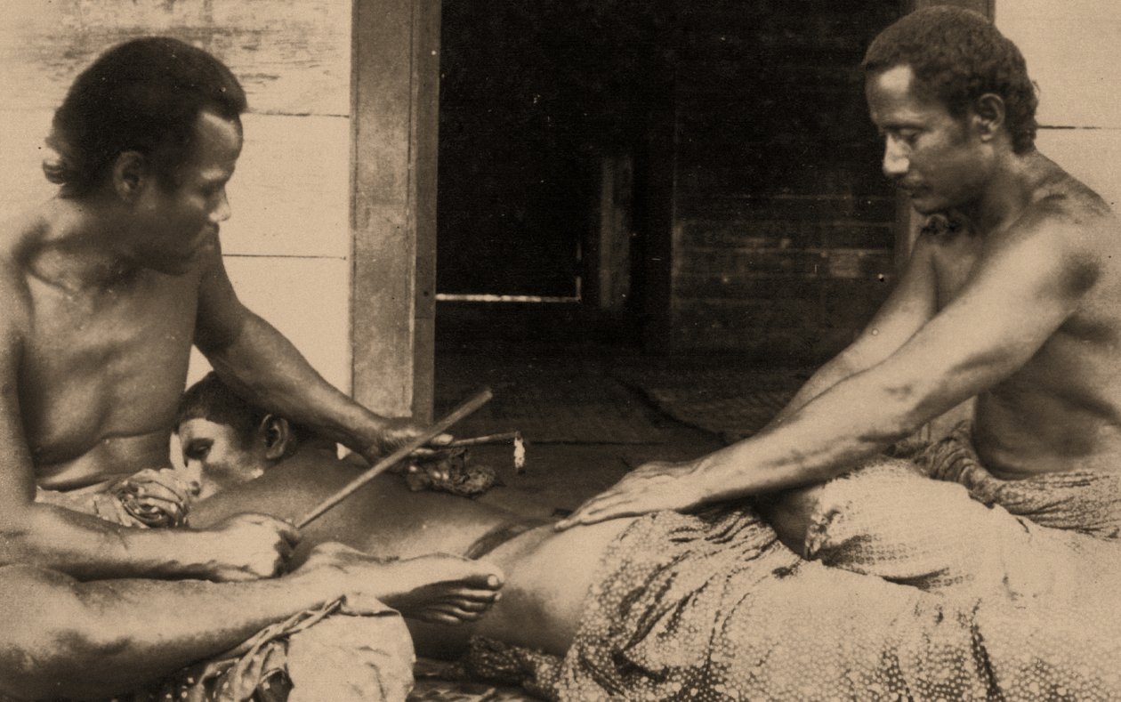 رجل ساموي وشم ، c.1895 صورة داكنة بواسطة ساموا