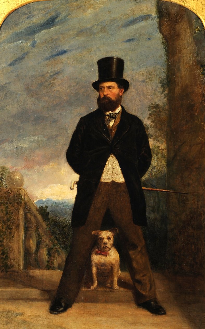 بورتريه ذاتي مع كلبه مدام ساكي ، ج .1866 بواسطة صموئيل بوغ