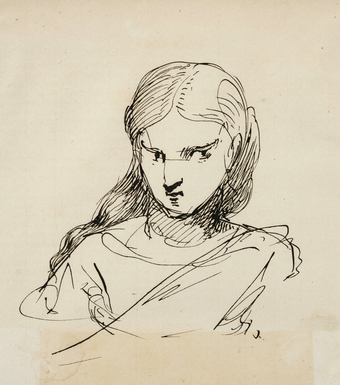 رسم تخطيطي للإناث ، 1840 (قلم وحبر بني داكن على ورق مسطر كريم) بواسطة صموئيل فينلي بريس مورس