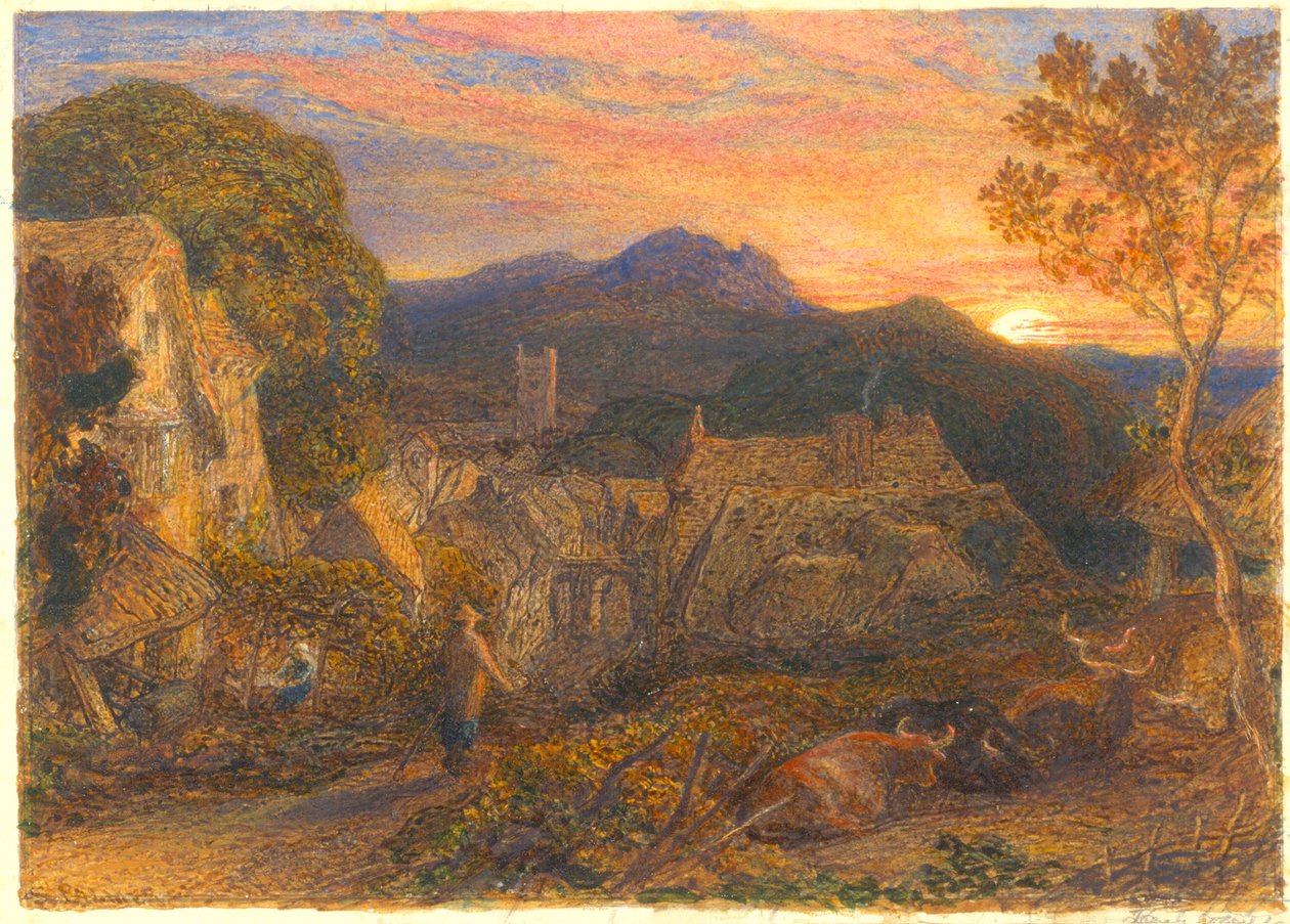 بيلمان ، من Il Penseroso ، 1881 (مرحاض وصمغ عربي على ورق) بواسطة صموئيل بالمر