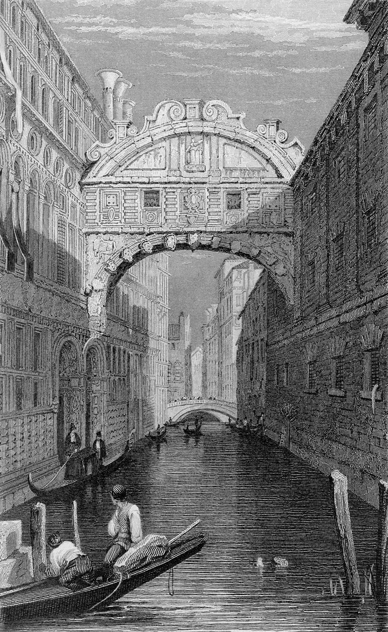 جسر التنهدات ، البندقية ، نقشها روبرت واليس ، 1829 بواسطة صموئيل بروت