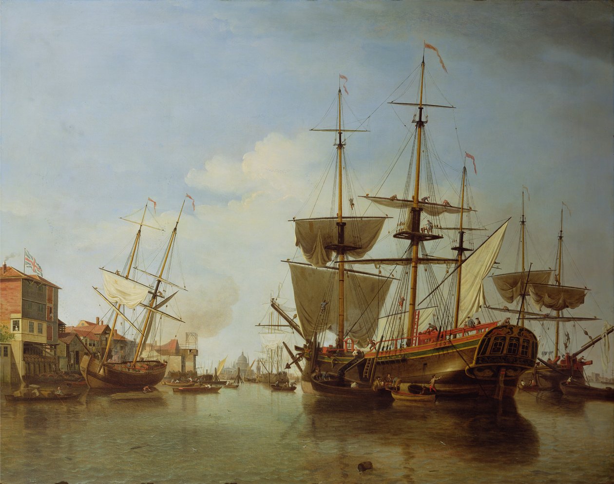 الشحن على نهر التايمز في روثيرثيث ، c.1753 بواسطة صموئيل سكوت