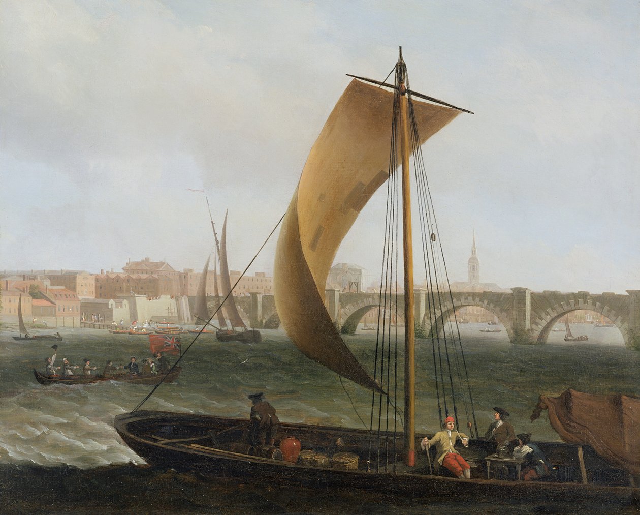 منظر على نهر التايمز مع جسر وستمنستر ، 1743-44 بواسطة صموئيل سكوت