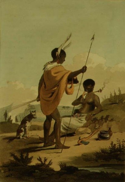 Bushooana Man and Woman ، اللوحة 19 من رحلة إلى Cochinchina بقلم جون بارو (1764-1848) رسمها ويليام ألكسندر (1767-1816) نقشها توماس ميدلاند (1755-1823) 1806 (أكواتينت) بواسطة صموئيل (بعد) دانييل