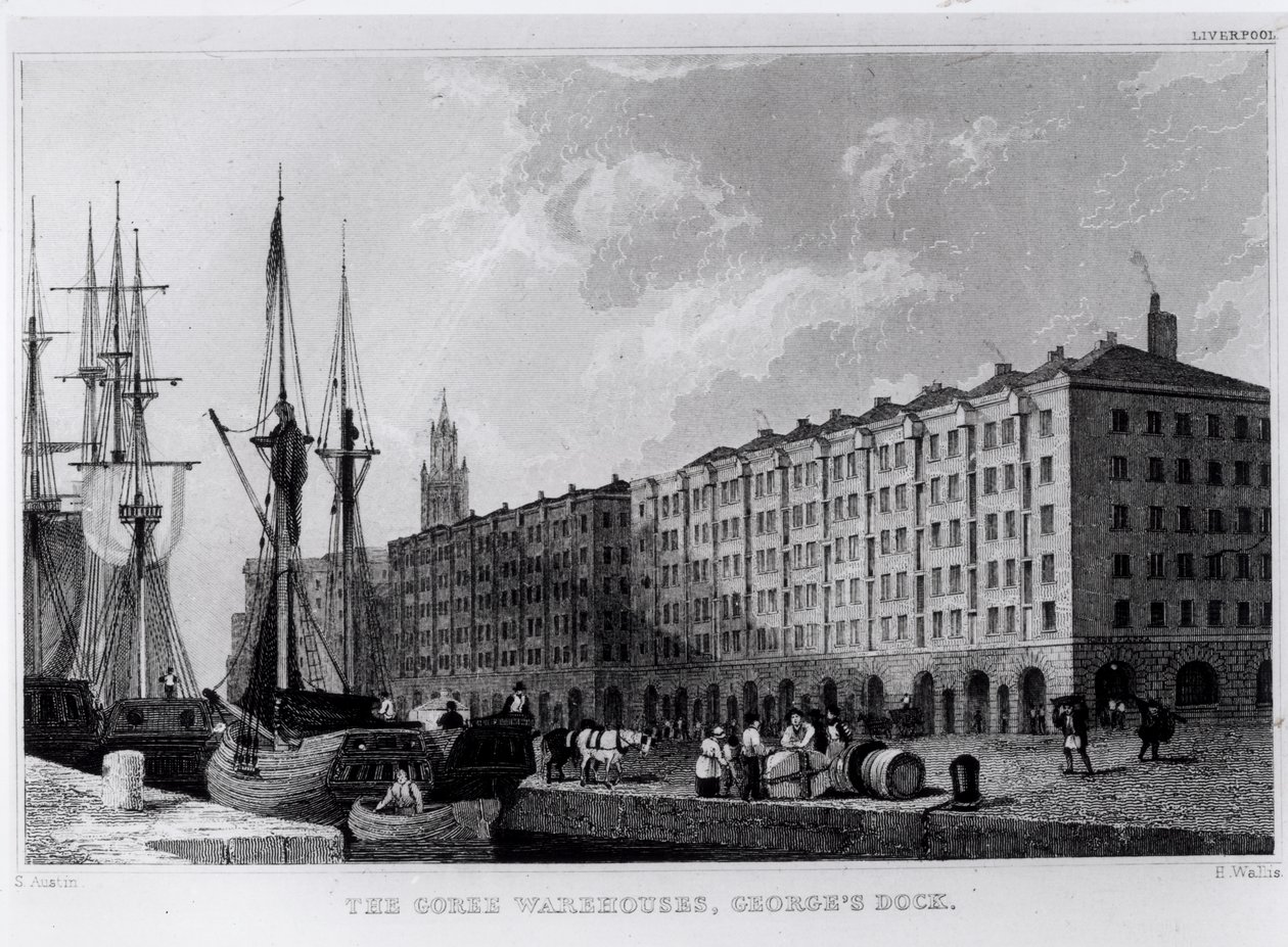 The Goree Warehouse ، George&39;s Dock ، ليفربول ، منقوش بواسطة H. Wallis ، c.1830 بواسطة صموئيل أوستن