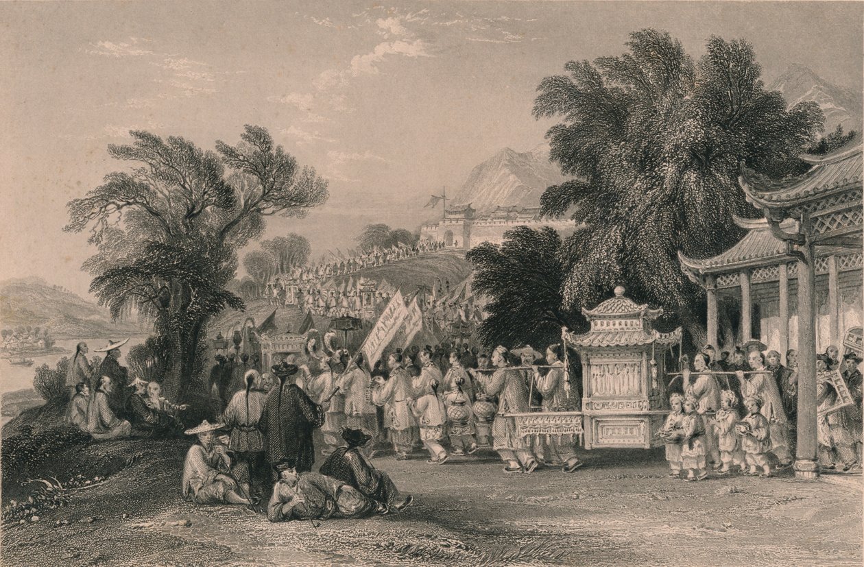 موكب الزواج في Blue-cloud Creek ، Chin-keang-foo ، c1843-1858. بواسطة صموئيل برادشو