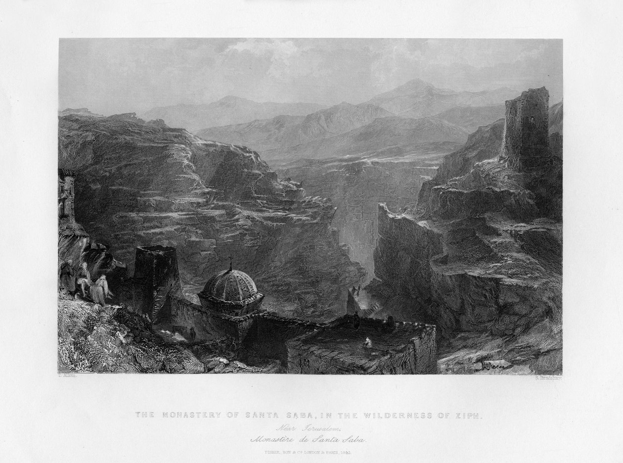 دير سانتا سابا مار سابا ، إسرائيل ، 1841. بواسطة صموئيل برادشو
