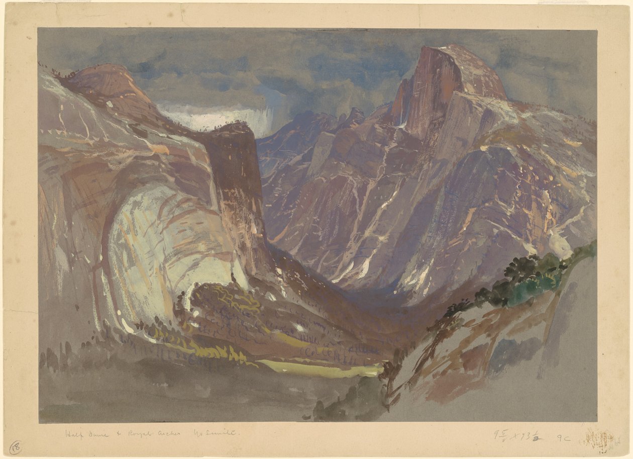 Half Dome and Royal Arches ، Yosemite ، من Glacier Point (w - c & gouache على ورق رمادي) بواسطة صموئيل كولمان