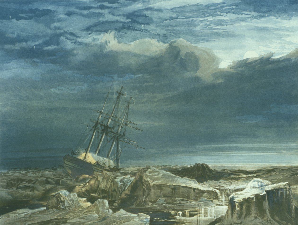 محقق HMS في الحزمة ، 8 أكتوبر 1850 ، منقوش بواسطة E. Walker ، نُشر عام 1854 بواسطة صموئيل جورني كريسويل