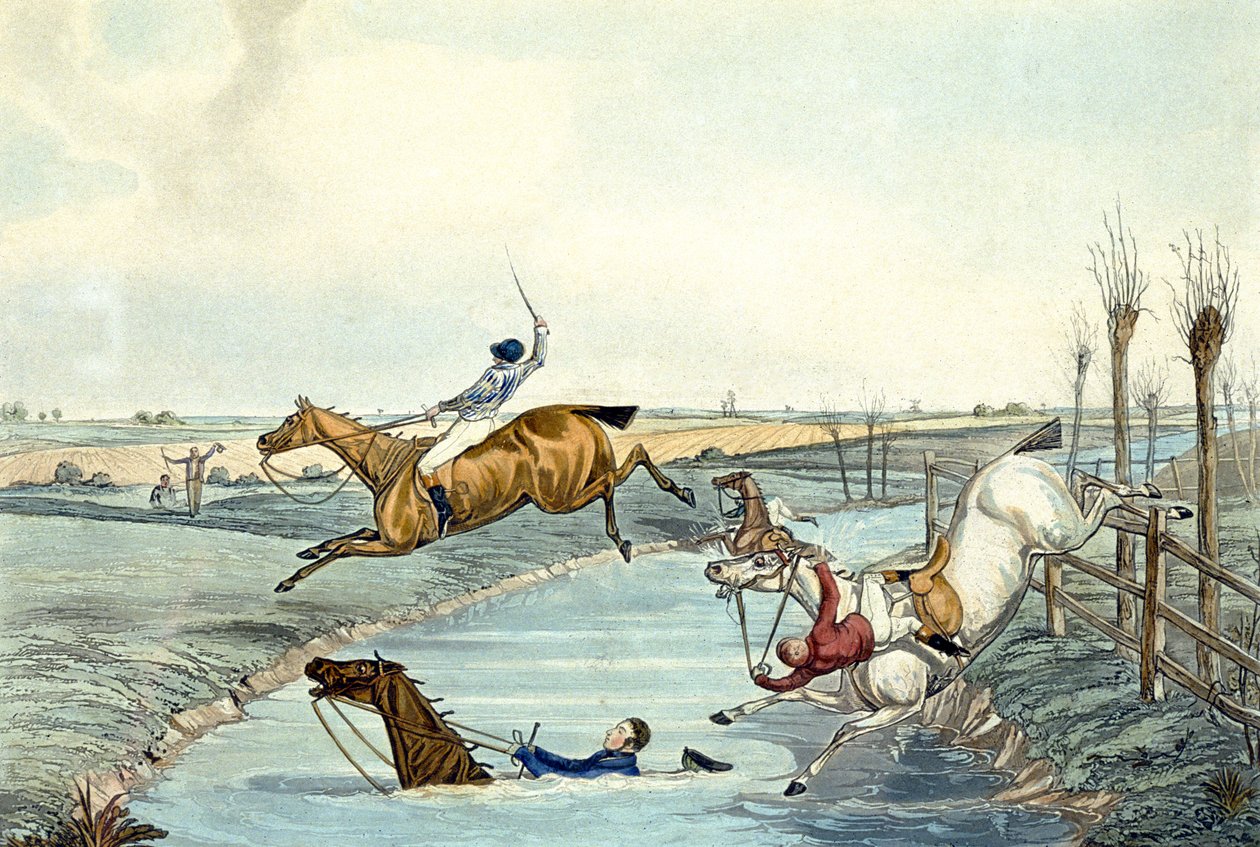 Second Mile, from Steeplechasing, engraved by Charles Hunt (1929-1900) (colour litho) بواسطة صموئيل هنري (بعد) ألكين