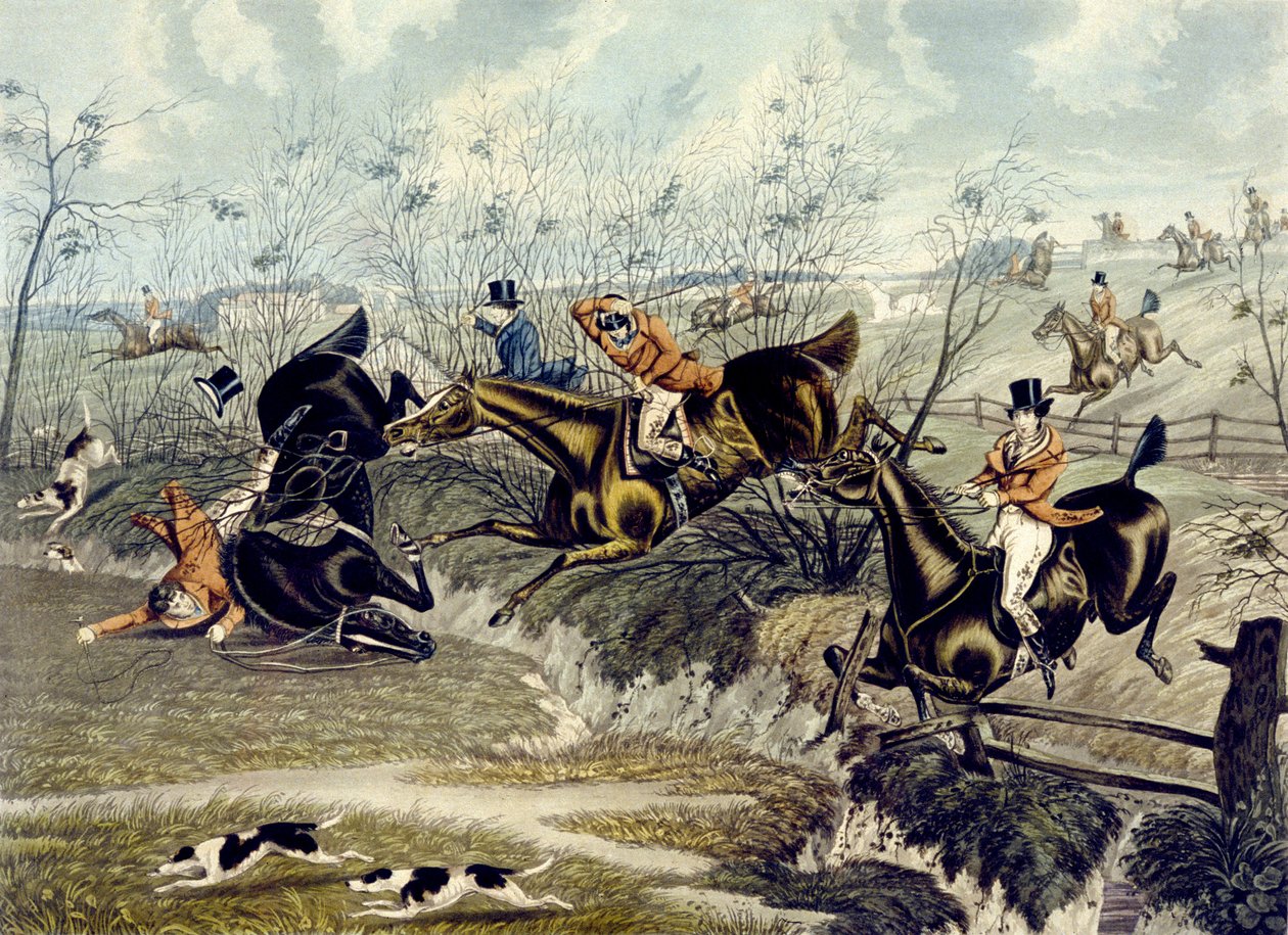 The Grand Leicestershire Fox Hunt ، اللوحة 3 ، نقش تشارلز هانت (لون ليثو) بواسطة صموئيل هنري (بعد) ألكين