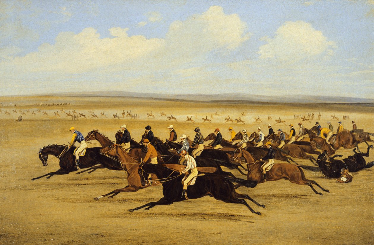 The 1850 Cambridgeshire Stakes: The Start (oil on canvas) (see also 266407) بواسطة صموئيل هنري ألكين
