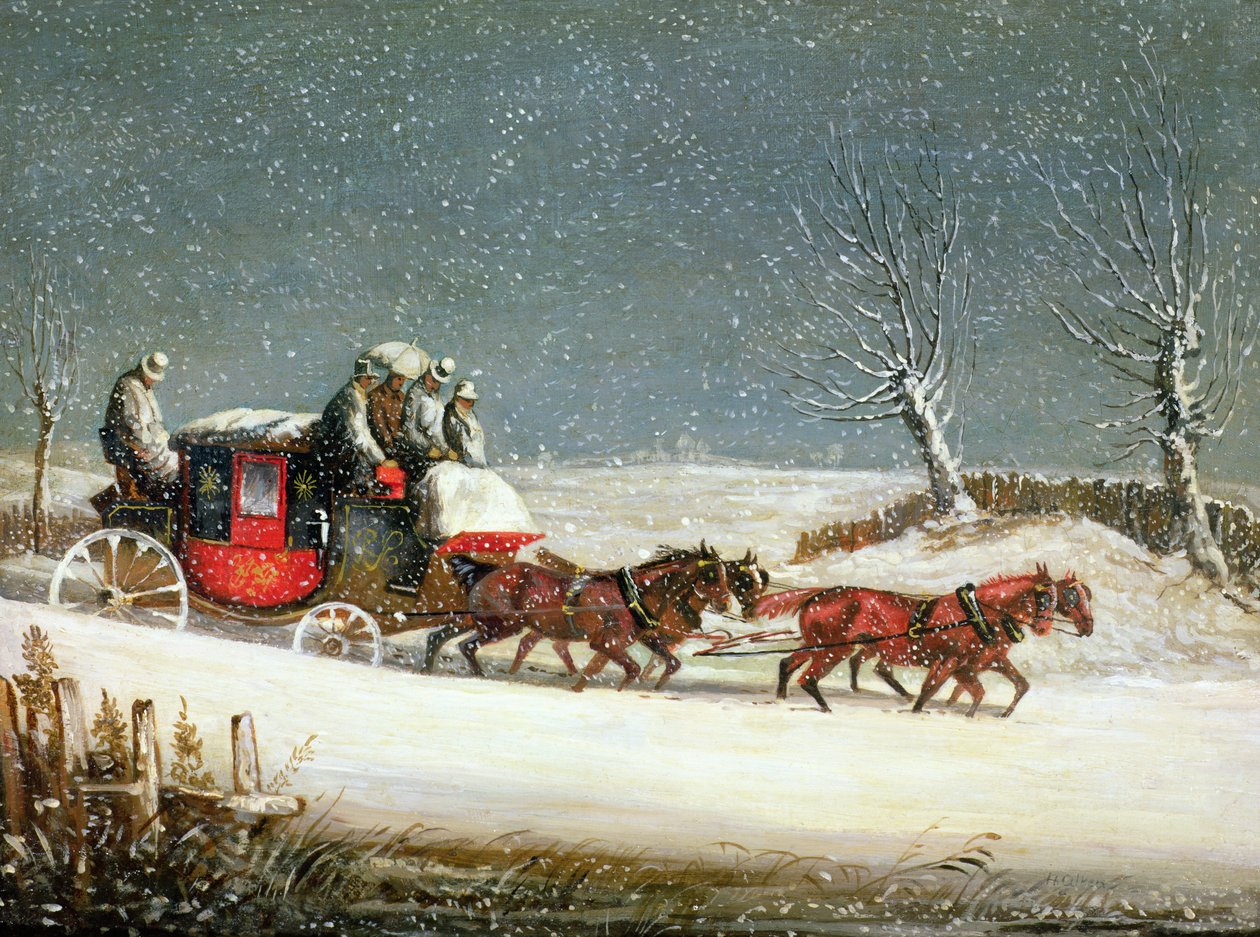 The Royal Mail in Deep Snow (oil on panel) بواسطة صموئيل هنري ألكين