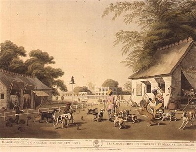 "Dooreahs أو Dog Keepers Leading Out Dogs" ، من Oriental Field Sports بواسطة Samuel Howett (1756-1822) ، حانة. بواسطة إدوارد أورم بواسطة صموئيل هاويت