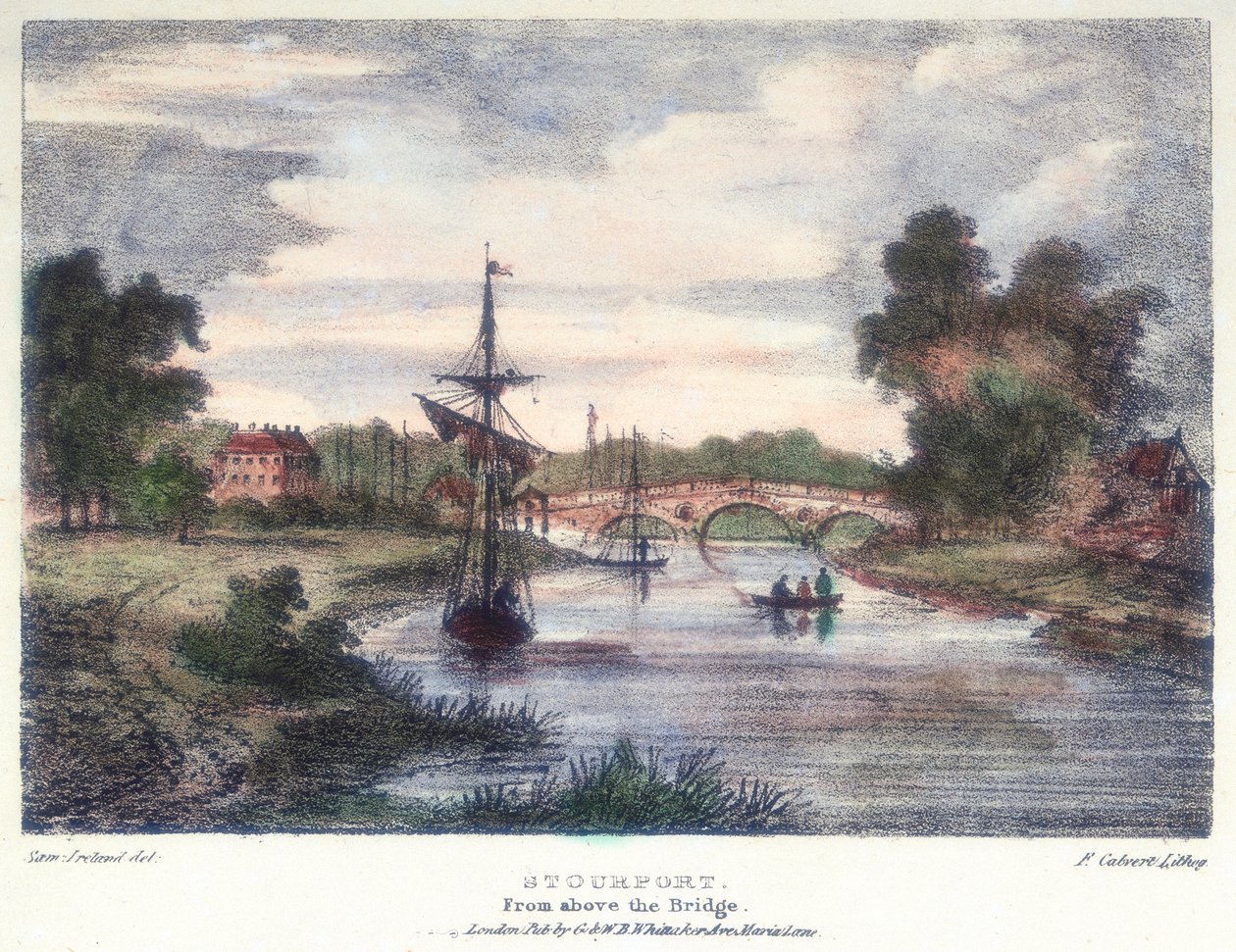 Stourport-on-Severn ، Worcestershire ، من فوق الجسر ، c1795. بواسطة صموئيل أيرلندا