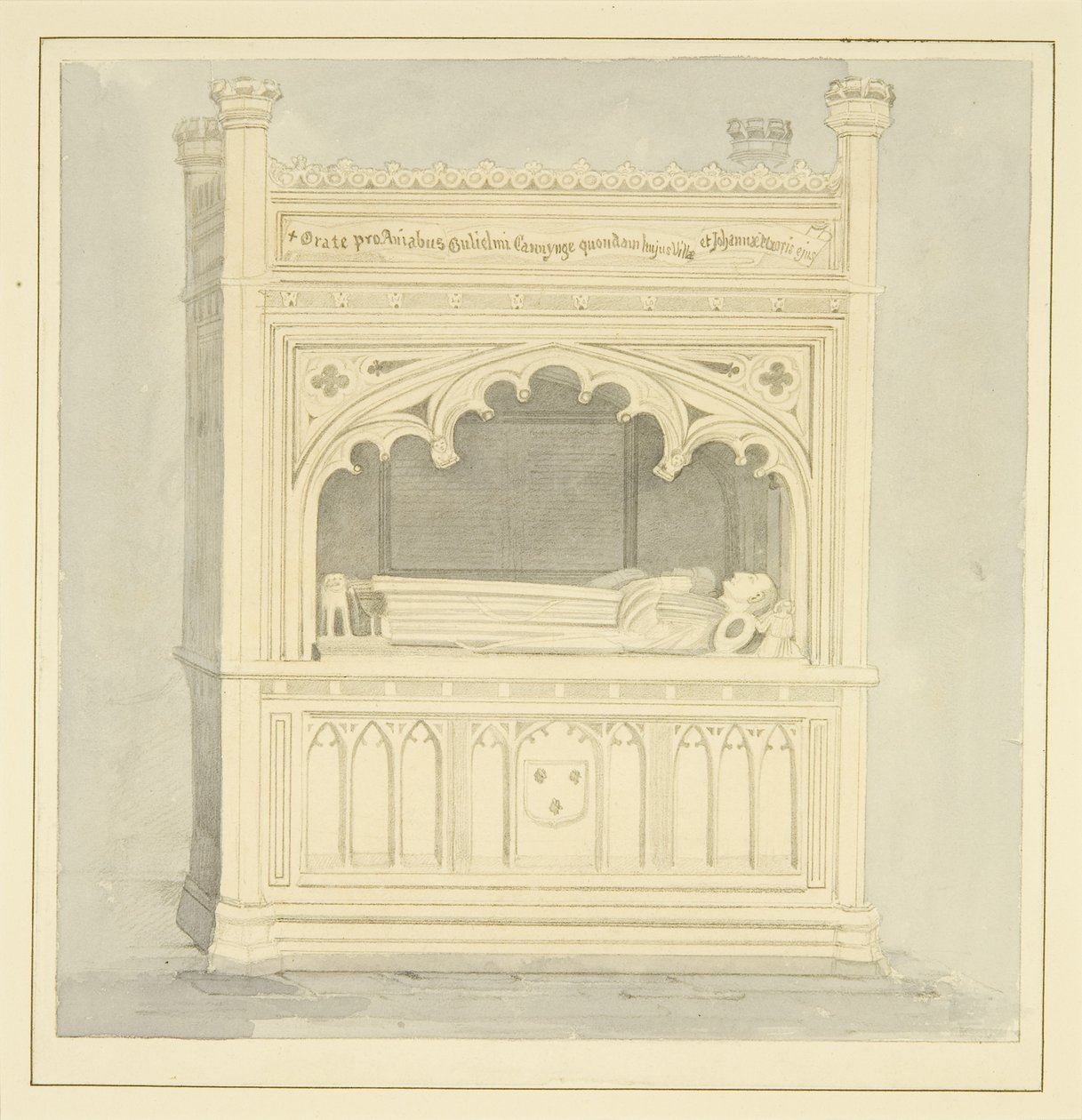نصب تذكاري لـ William Canynges في St Mary Redcliffe (قلم رصاص وألوان مائية على ورق) بواسطة صموئيل جاكسون