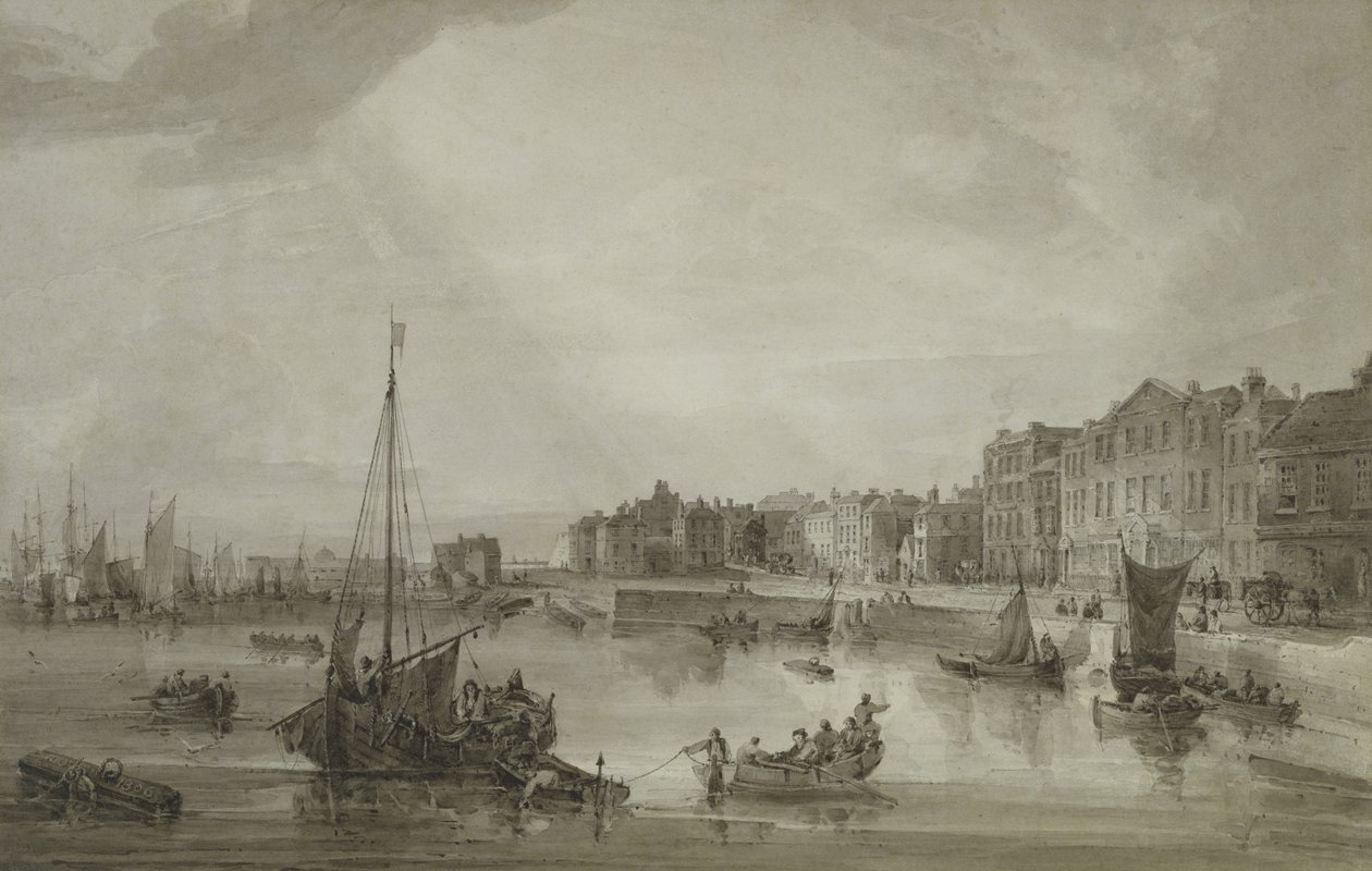 ميناء مارغيت ، 1806 (غسيل بني فوق الجرافيت) بواسطة صموئيل أوين