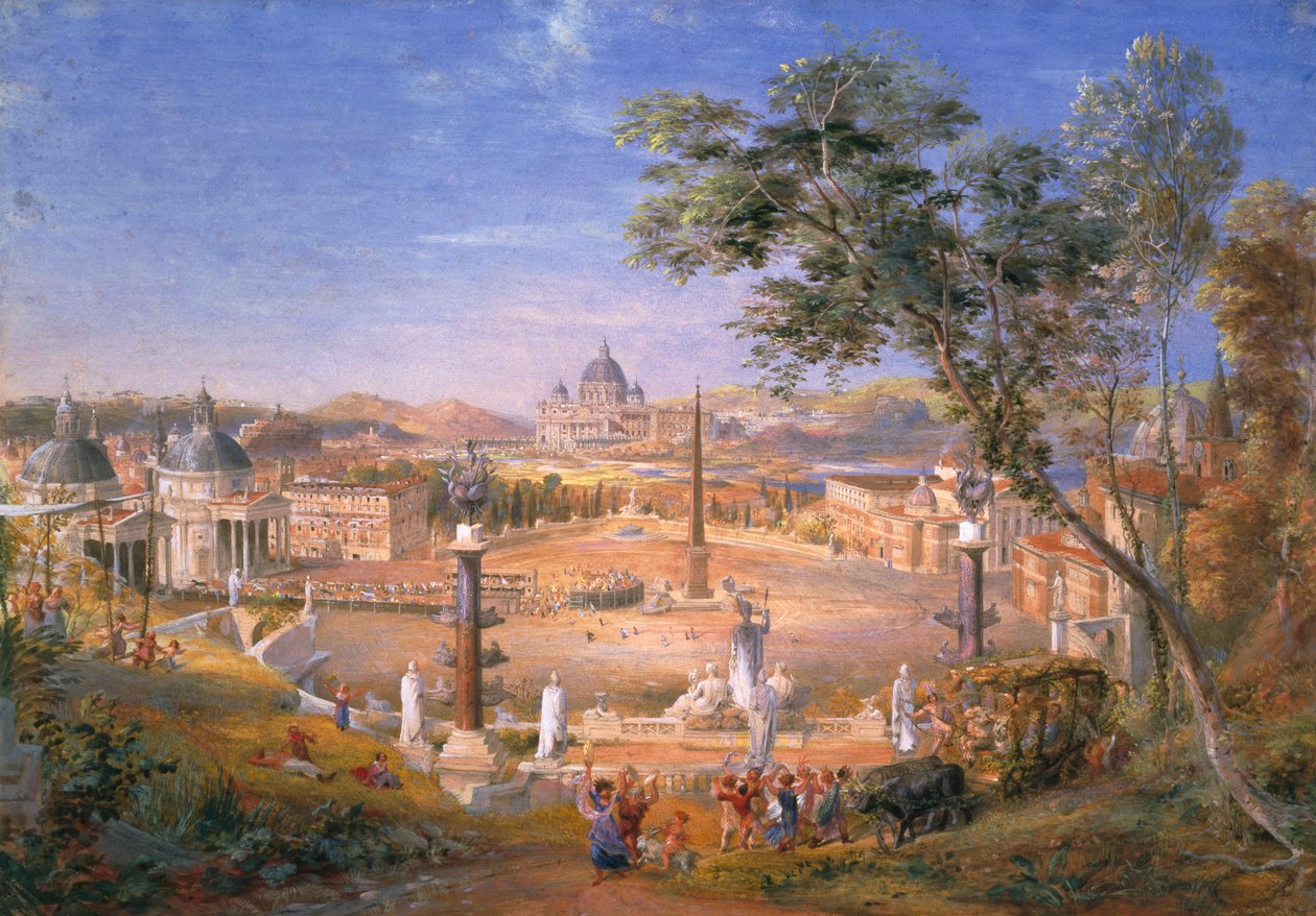 منظر لروما الحديثة خلال الكرنفال ، 1838 بواسطة صموئيل بالمر