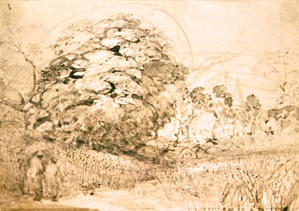 طريق عبر حقل ذرة ، حوالي 1832-33 (ألوان مائية على ورق) بواسطة صموئيل بالمر