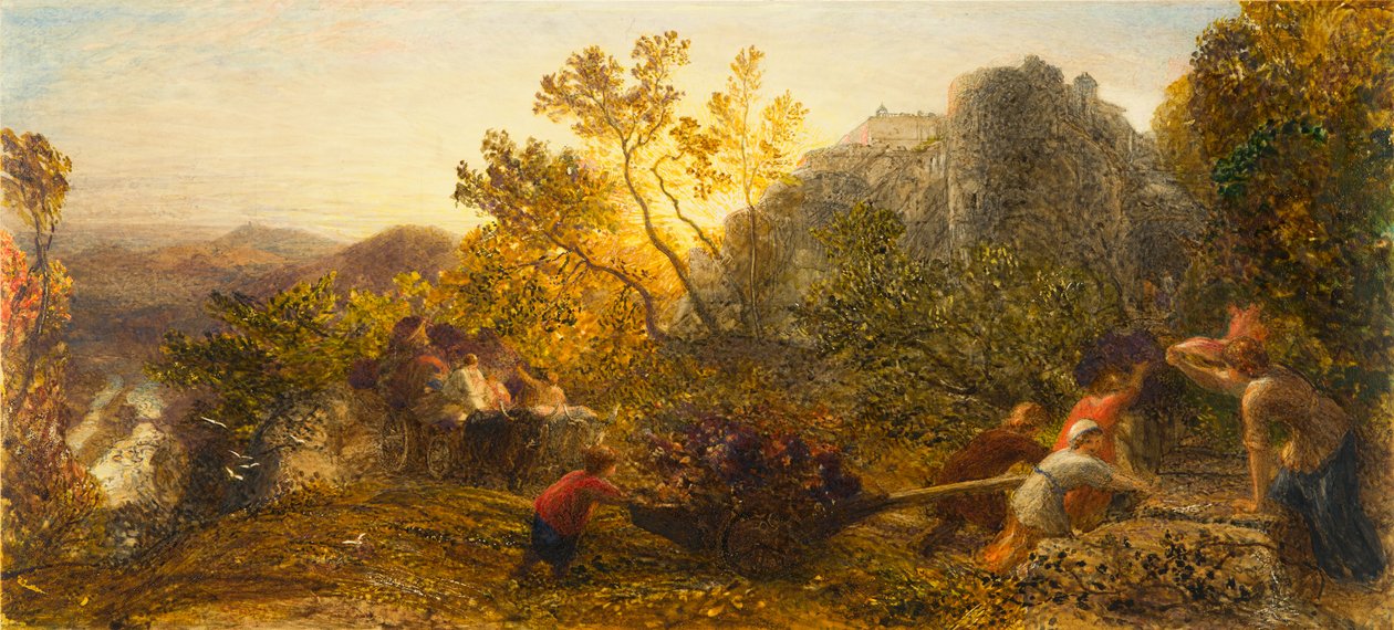 الحصاد في الكرم ، 1859 (مرحاض ، غواش ولثة عربية على ورق) بواسطة صموئيل بالمر