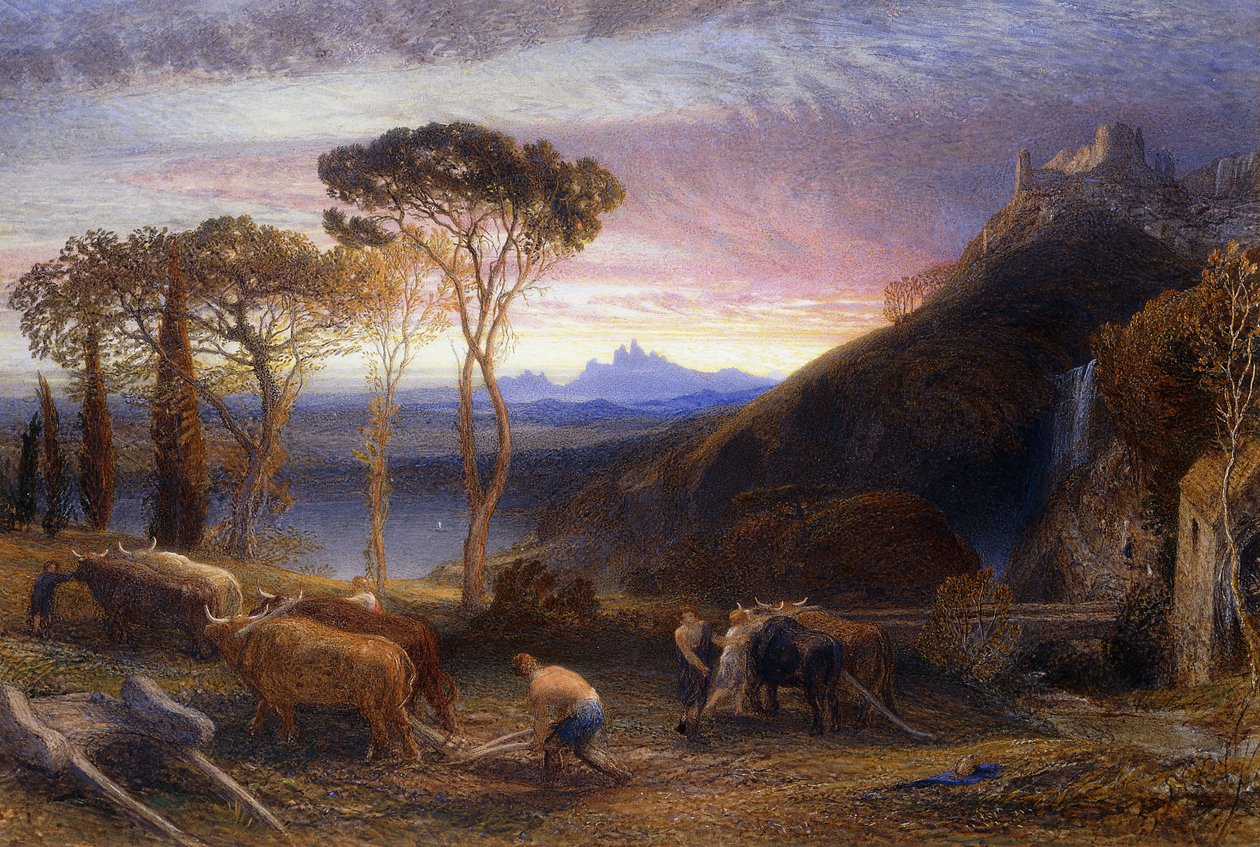 رسم توضيحي لـ "Lycidas" لميلتون ، عام 1864 (ألوان مائية مزينة بلون الجسم) بواسطة صموئيل بالمر