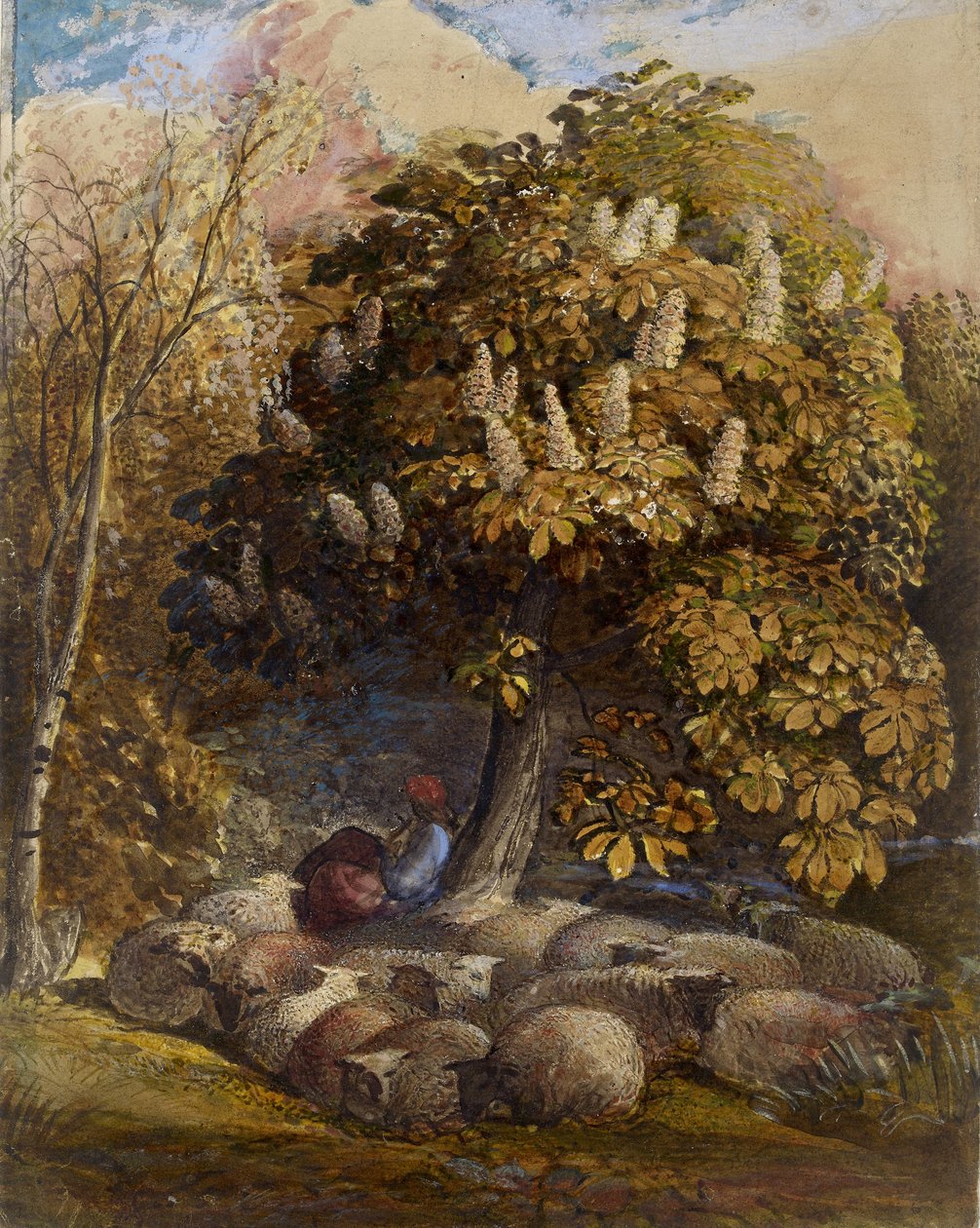الرعوية مع شجرة كستناء الحصان ، c.1830-31 (ألوان مائية وألوان الجسم) بواسطة صموئيل بالمر