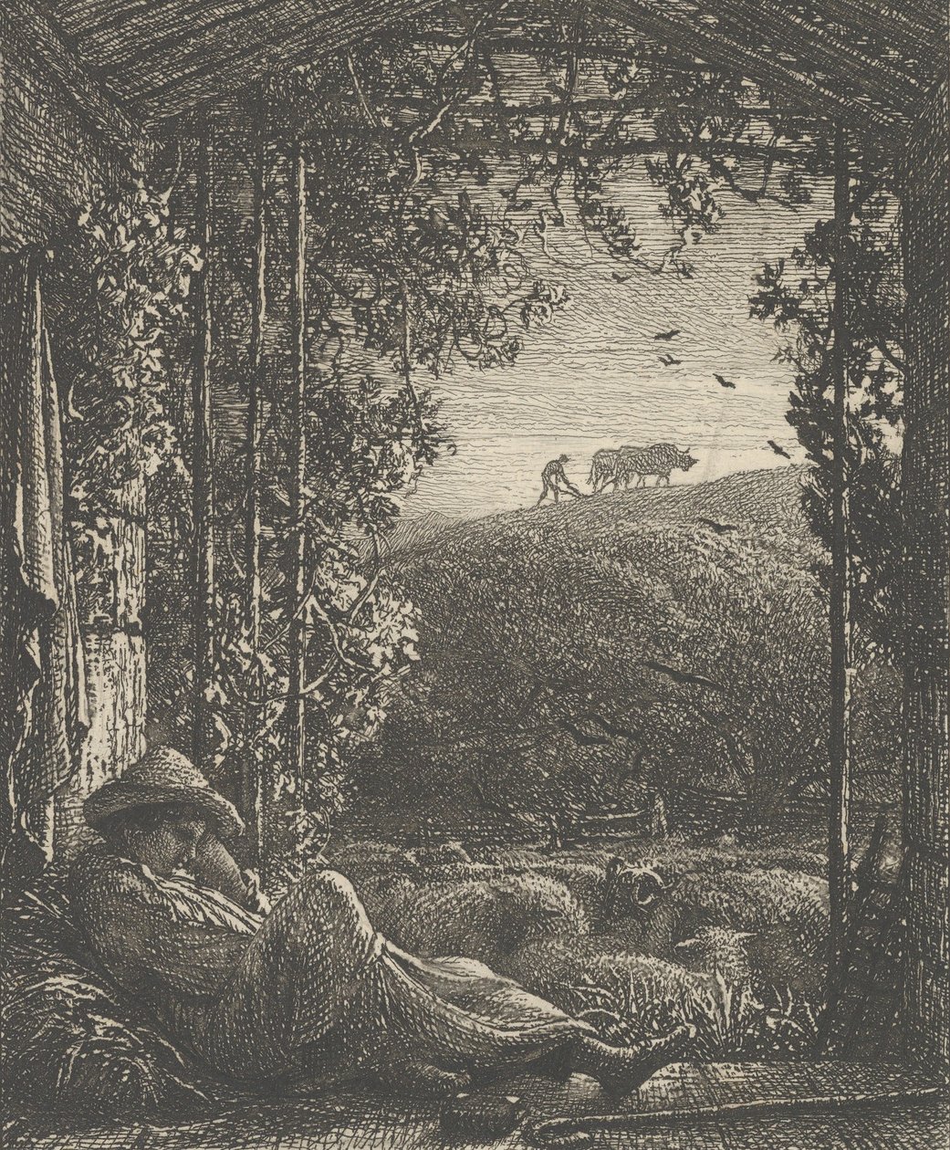 الراعي النائم ، الصباح الباكر ، 1857. بواسطة صموئيل بالمر