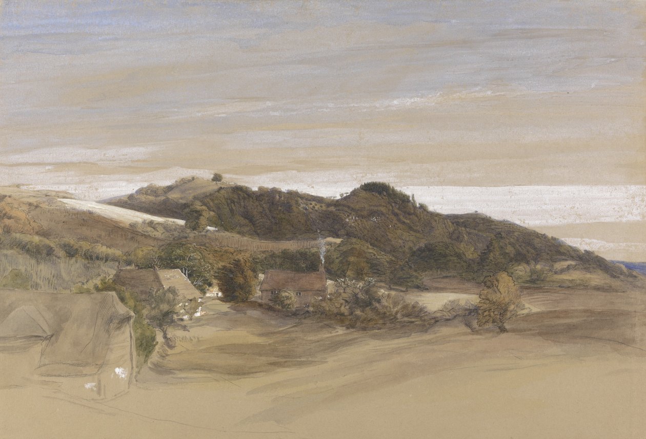 تلال Underriver ، بالقرب من Sevenoaks ، كنت ، من أراضي J. Herries ، Esq. حوالي 1840 (قلم وحبر مع ألوان مائية فوق جرافيت على ورق) بواسطة صموئيل بالمر
