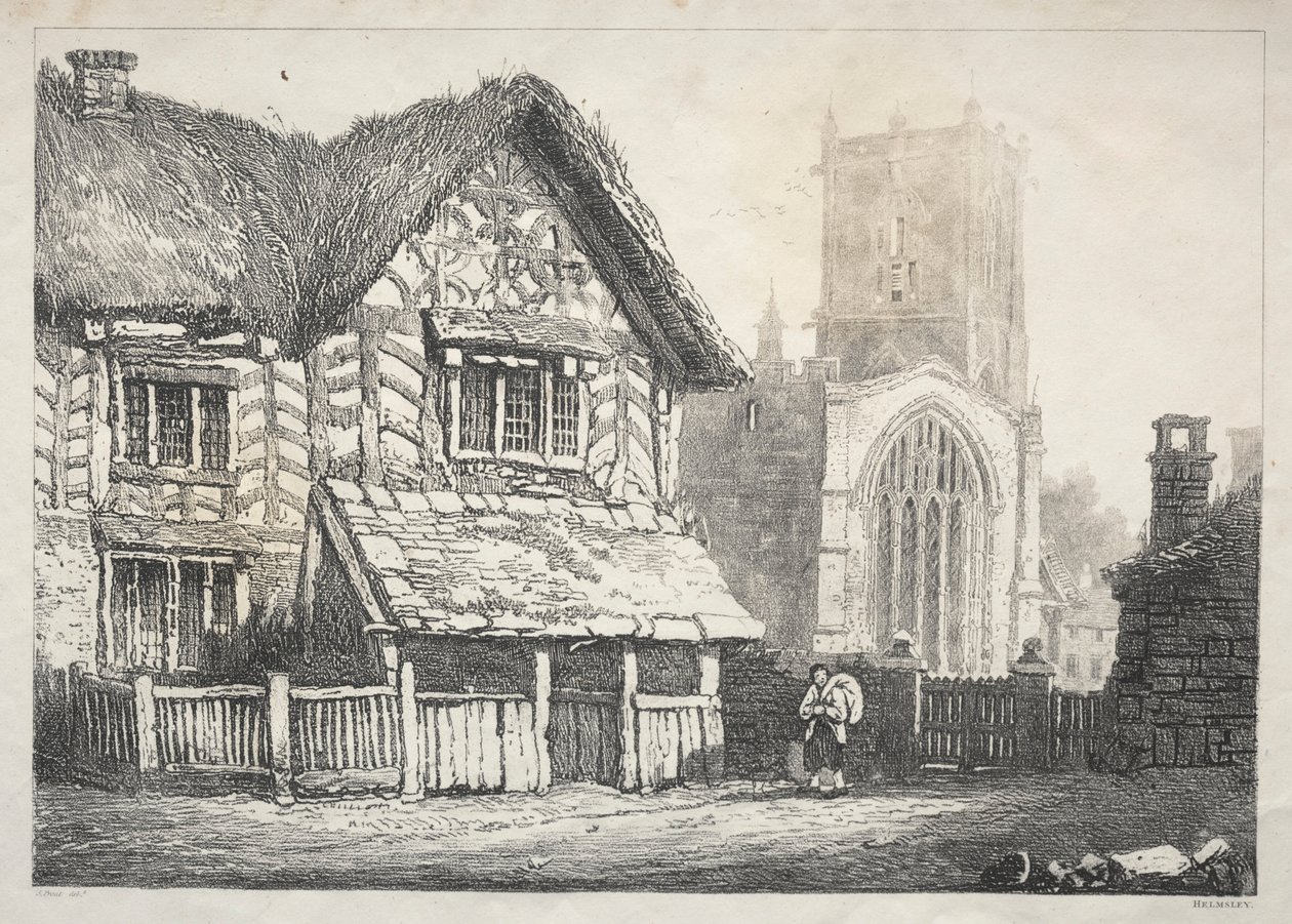سلسلة من المباني القديمة والبيوت الريفية في شمال إنجلترا: Helmsley ، 1821. بواسطة صموئيل بروت