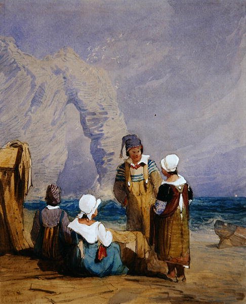 شخصيات على الشاطئ (ألوان مائية على ورق) بواسطة صموئيل بروت