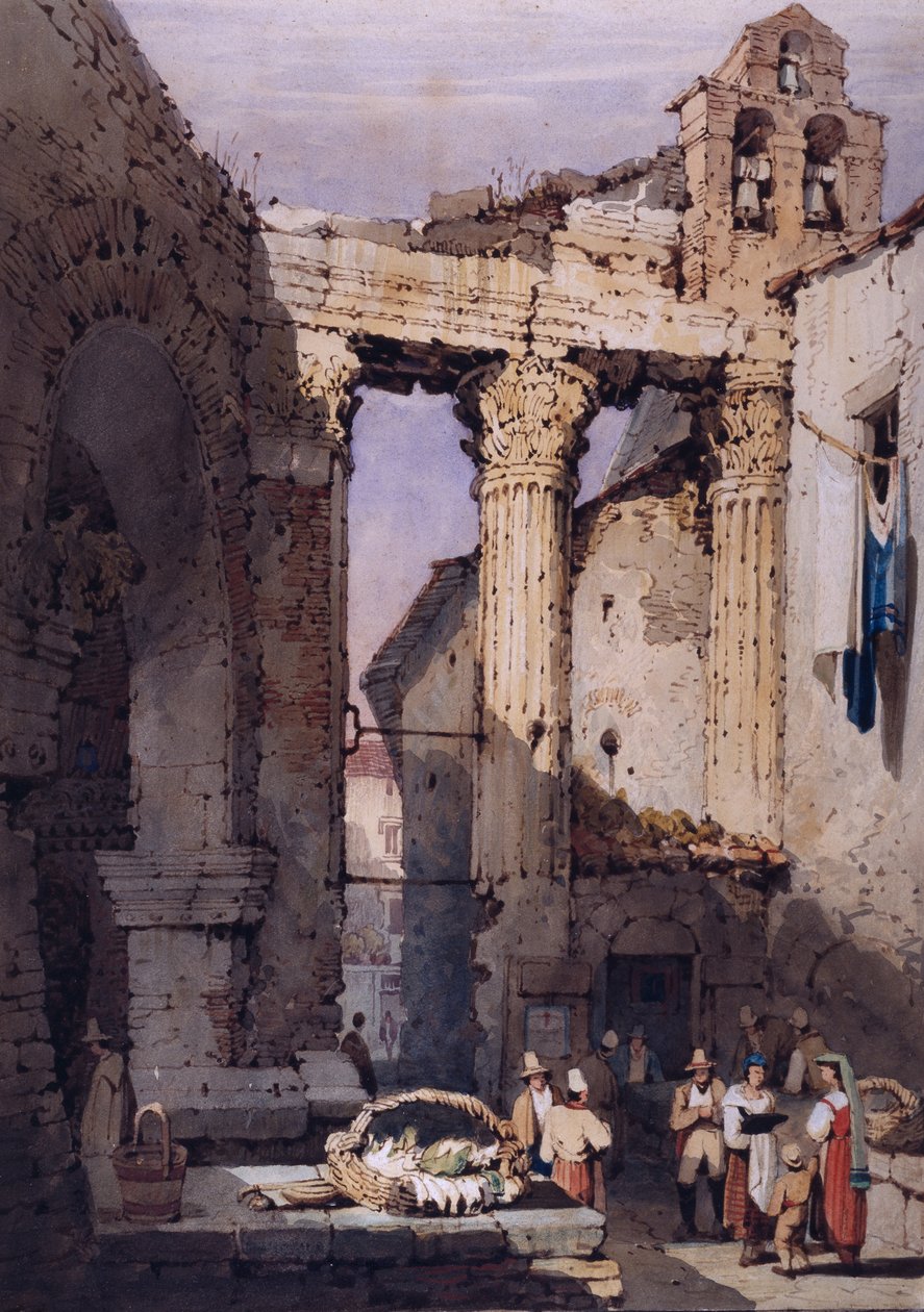 The Temple of Mars Ultor by the Forum of Augustus (watercolor on paper) بواسطة صموئيل بروت