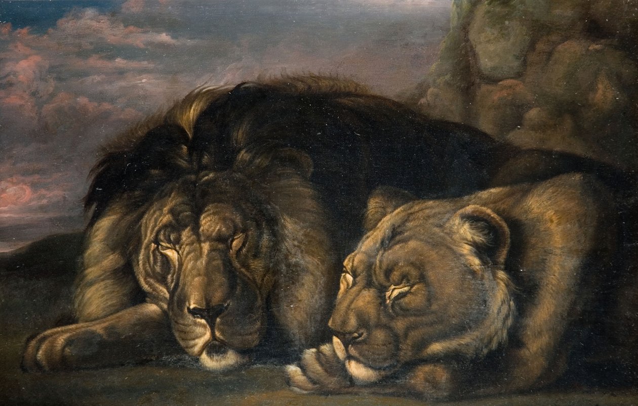 الأسد واللبوة النائمان 1823-1830. بواسطة صموئيل رافين