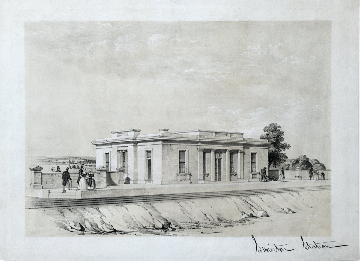 محطة سوينتون، c1840 (طباعة حجرية ملونة على ورق) بواسطة صموئيل راسل