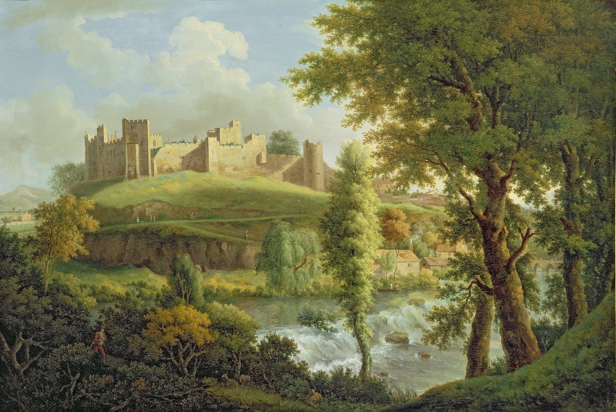 قلعة لودلو مع دينهام وير ، من الجنوب الغربي ، 1765-69 (زيت على قماش) بواسطة صموئيل سكوت