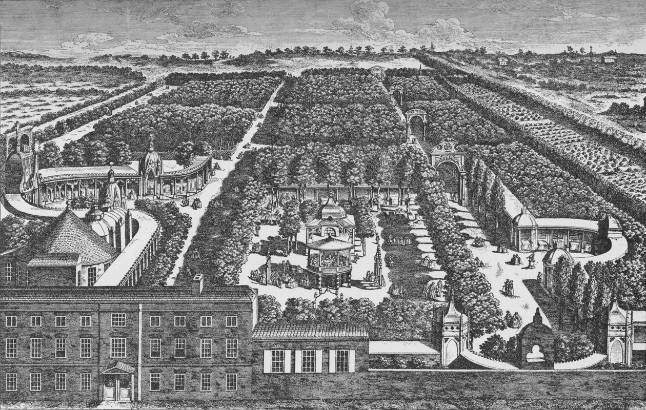 نظرة عامة على حدائق فوكسهول ، c1756 ، 1912 بواسطة صموئيل ويل