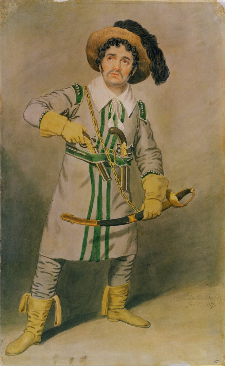 جورج سميث (1777-1836) مثل Schampt في "The Woodman&39;s Hut" بواسطة WH Arnold في مسرح دروري لين ، 1816-17 بواسطة صموئيل دي وايلد