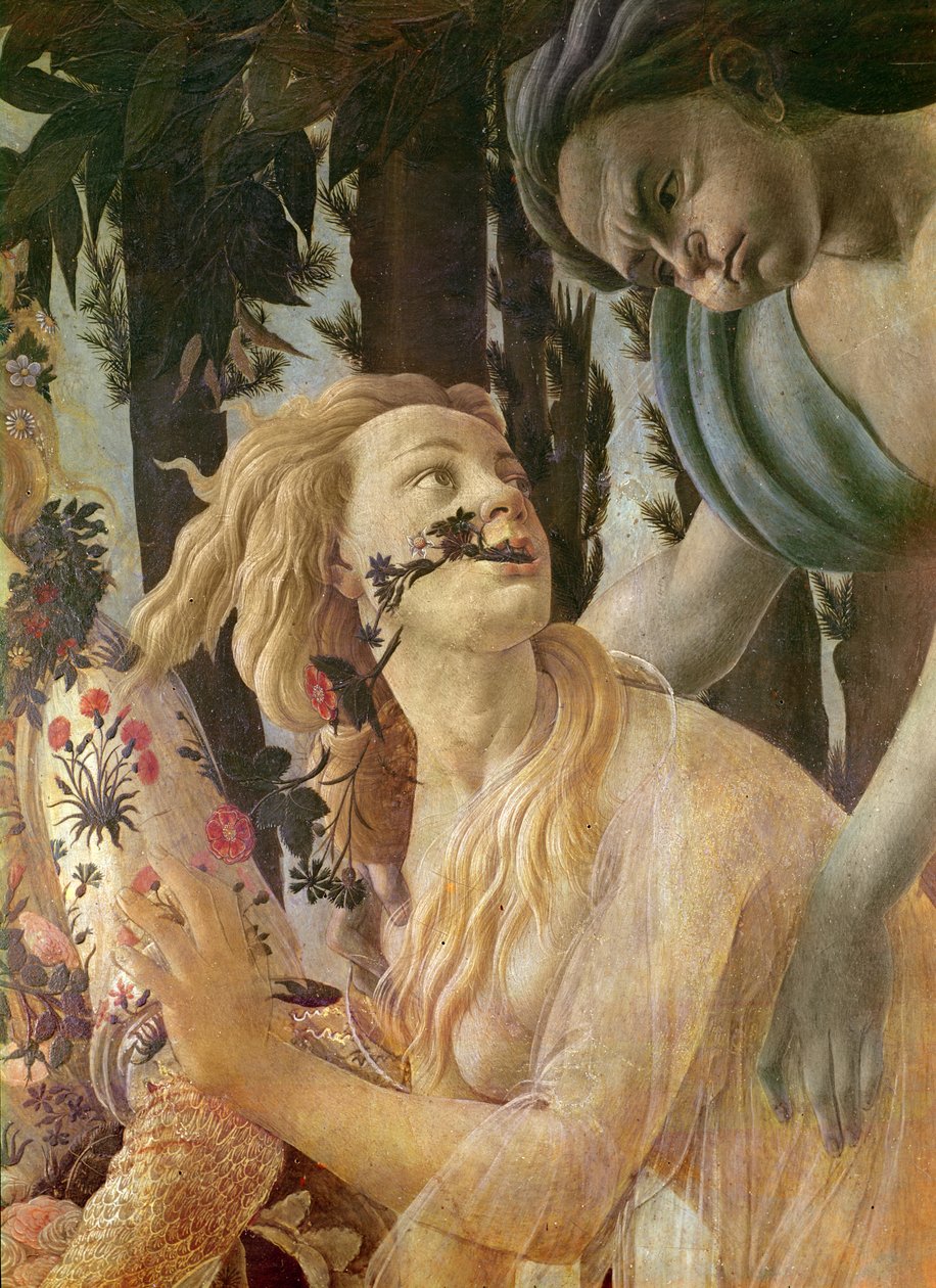 رمزية الربيع ، تفاصيل رؤوس زفير وفلورا ، c.1478 تمبرا على الخشب بواسطة ساندرو بوتيتشيلي