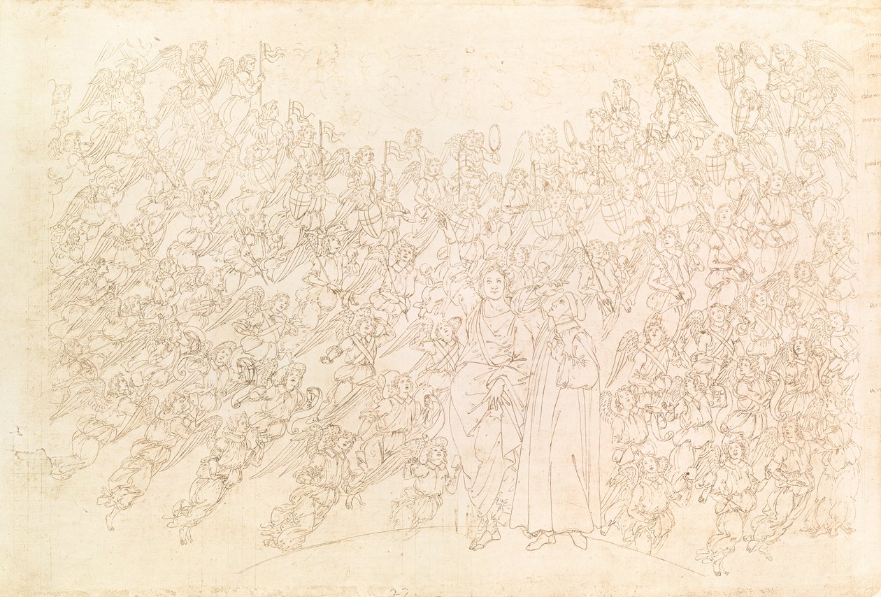 دانتي وبياتريس ، من `` الكوميديا الإلهية &39;&39; لدانتي ، c.1480 بواسطة ساندرو بوتيتشيلي